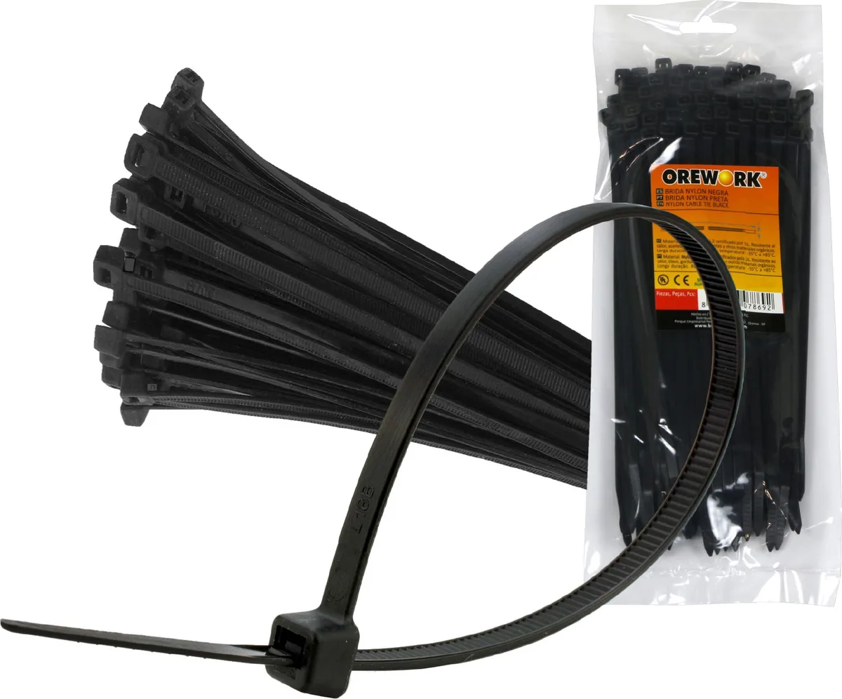 Brida Nylon Orework Negra 4,6x280mm 100u — foto principal