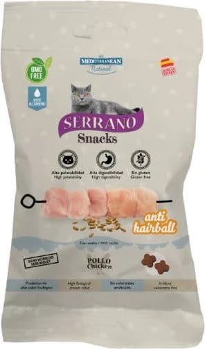 Snack Serrano Gatos Bolsa 50gr Pollo Antihairball — foto principal