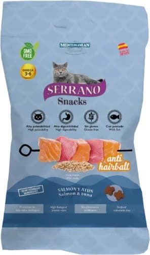 Snack Serrano Gatos Bolsa 50gr Salmon y Atun AntiHairball — foto principal
