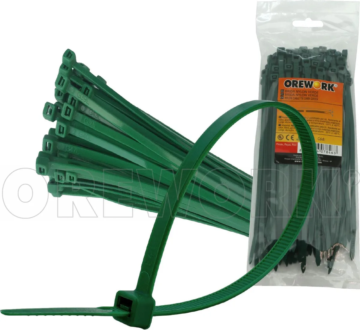 Brida Nylon Orework Verde 2,5x100mm 100u — foto principal