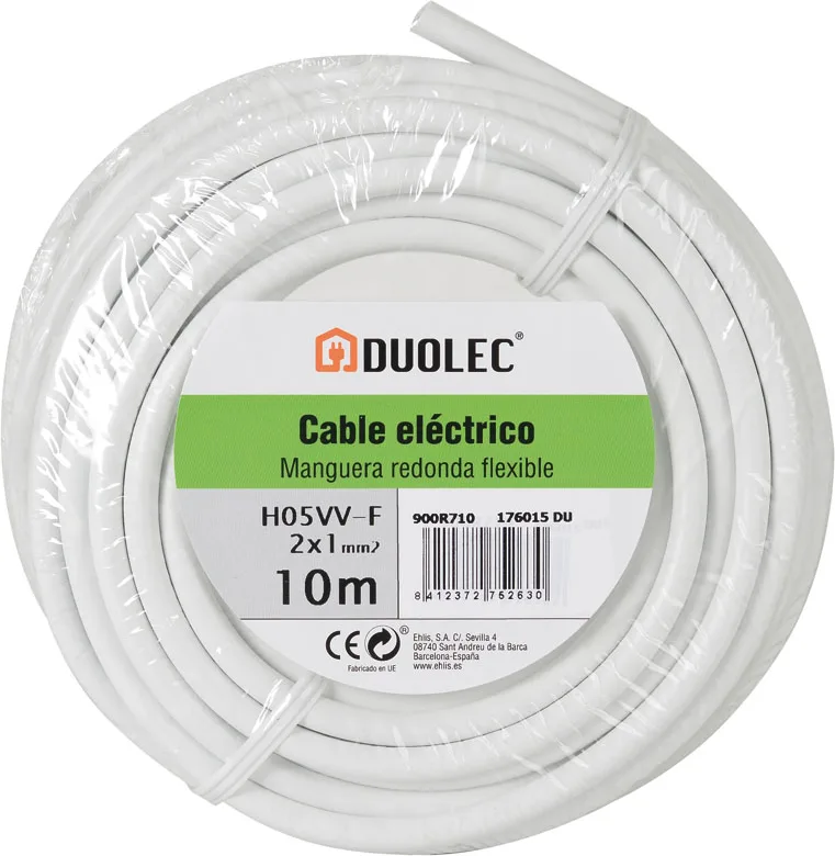 Cable Eléctrico Bipolar Manguera Duolec Blanco 10m — foto principal