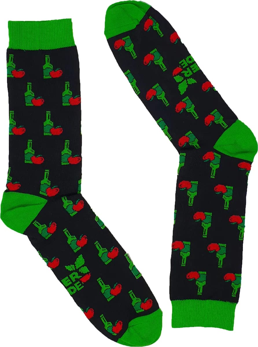 Calcetin Zuper Fantasia Botella Sidra Negro/verde Talla Grande 43-46 — foto principal