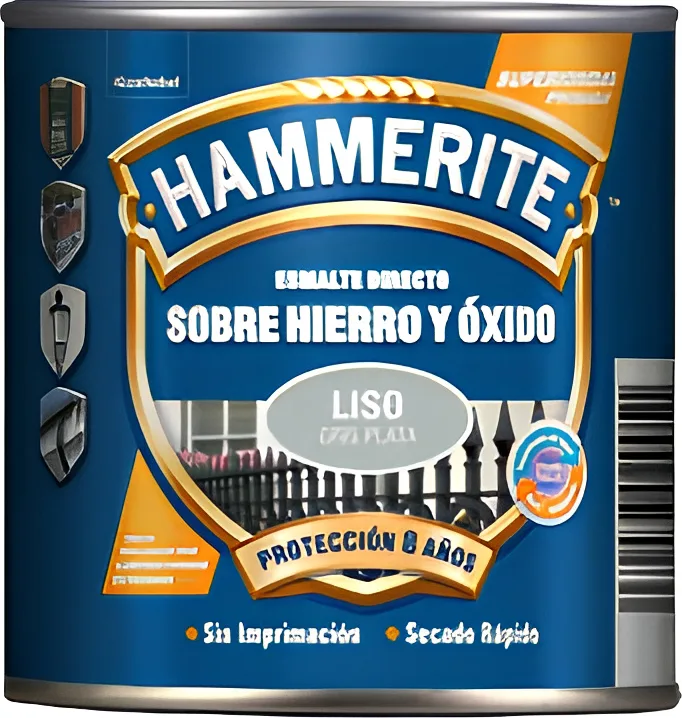 Esmalte Metalico Directo Hammerite Liso Brillo Gris Plata 250ml — foto principal