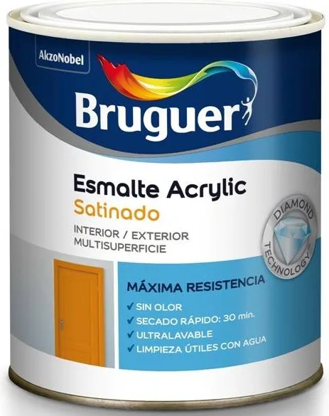 Esmalte Acrilico Multisuperficie Satinado Negro Bruguer 750ml — foto principal