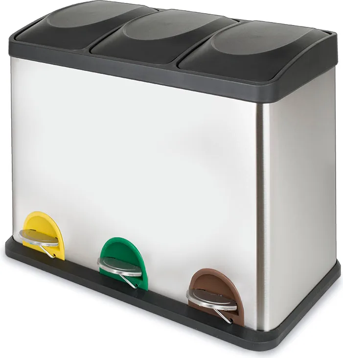 Cubo Pedal Ecologico Triple Cromado Habitex — foto principal