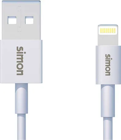 Cable Carga Iphone Lightning a Usb a 1 Metro Blanco Simon — foto principal