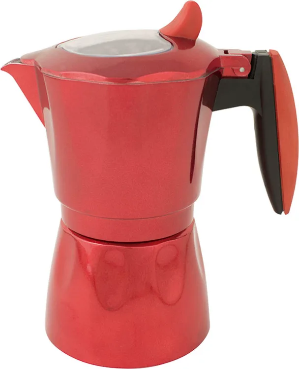 Cafetera aluminio Induccion Habitex Roja 6 Tz — foto principal