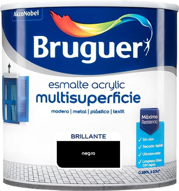 Esmalte Acrílico Brillante Negro Bruguer 750ml — foto principal