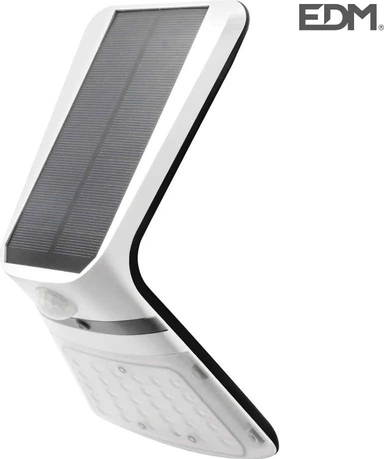 Luz solar exterior jardín recargable con sensor de presencia Edm blanca 430 lumnes — foto principal