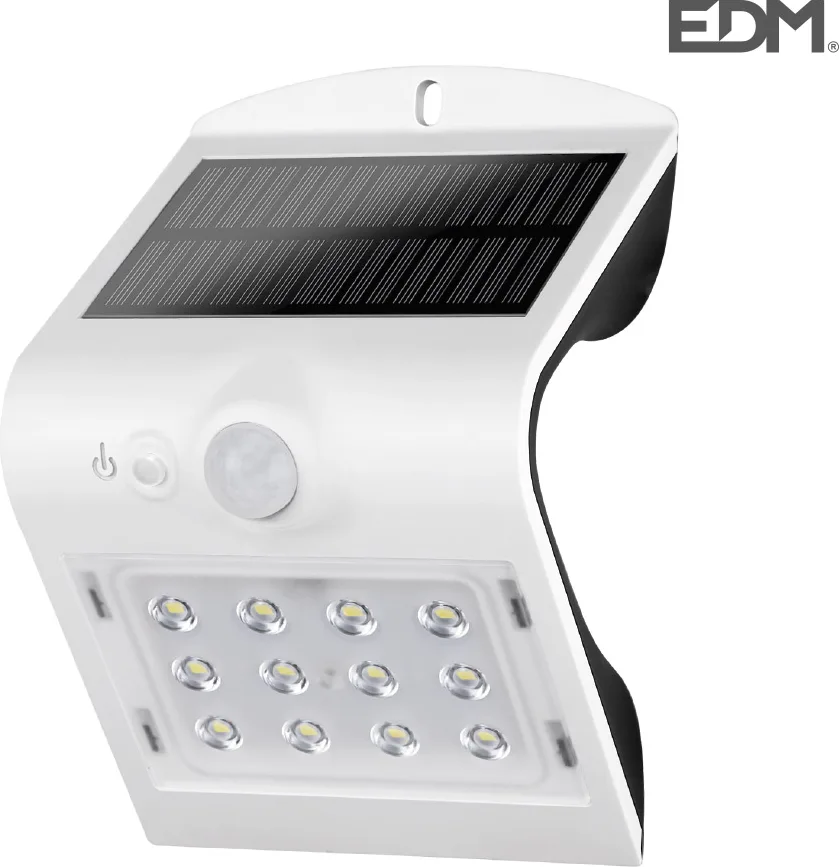 Luz Solar Exterior e 1,5w 220 Lumen Recargable con Sensor de Presencia Blanco — foto principal