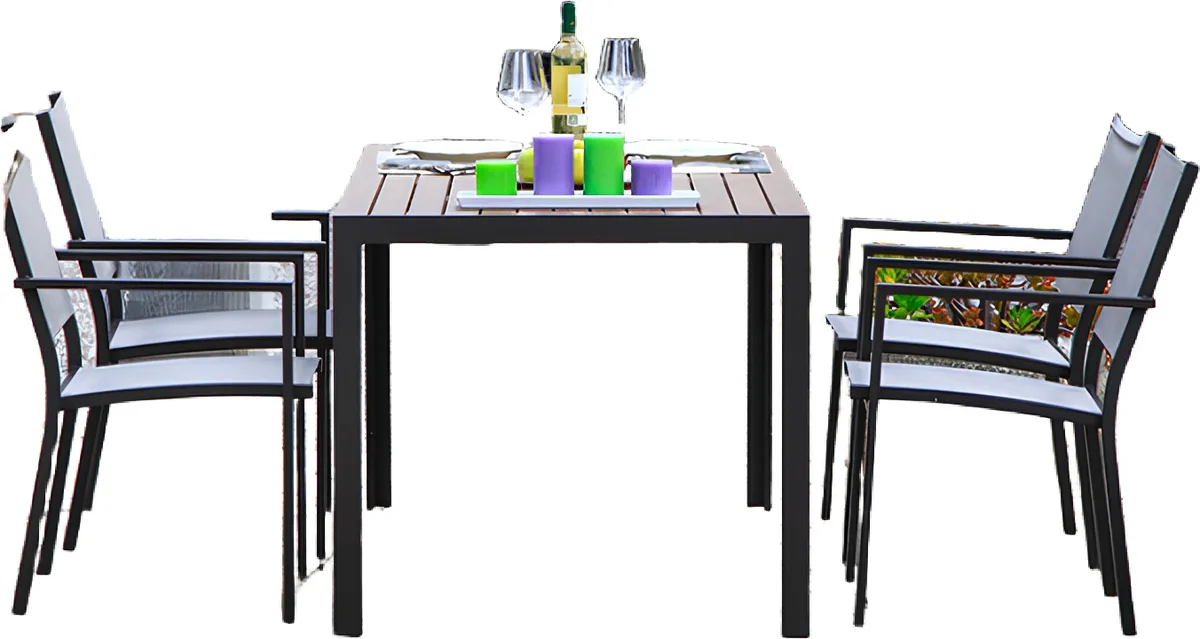 Mesa Aluminio Jardin con 4 Sillas Modelo Orlando — foto principal