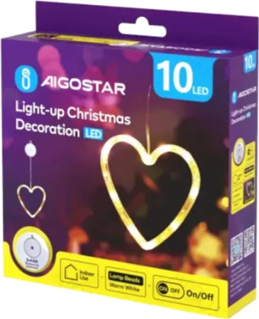 Adorno Navidad Figura Corazon con Luz a Pilas con Ventosa — foto principal