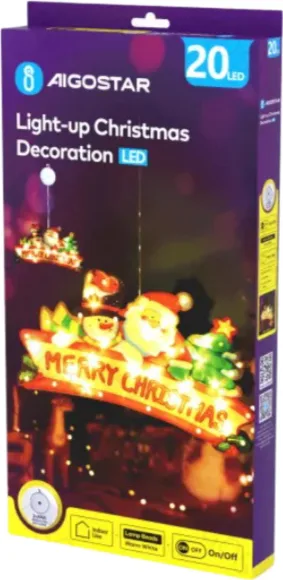 Adorno Navidad Figura Feliz Navidad con Luz con Pilas y Ventosa — foto principal