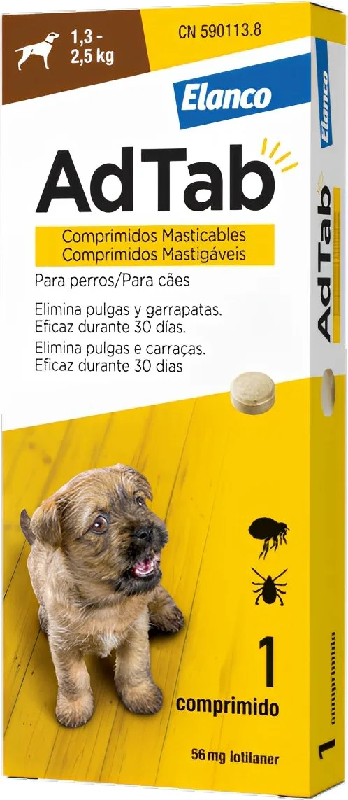 AdTab Comprimidos Masticables Antiparasitarios Perros 1,3 - 2,5 Kg — foto principal