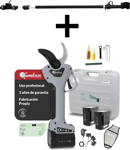 Kit tijera de poda Kamikaze KV390 + pértiga 155-225 cm + 2 baterías 2,5 Ah y cargador — foto principal
