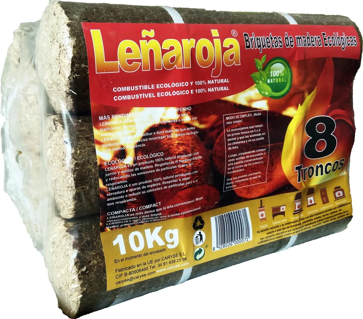 Pack Briquetas de Madera 10 Kg Leña Roja — foto principal