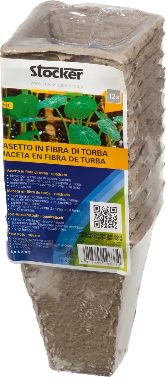 Macetas de Fibra de Turba Cuadradas Biodegradables 8x8x8 — foto principal