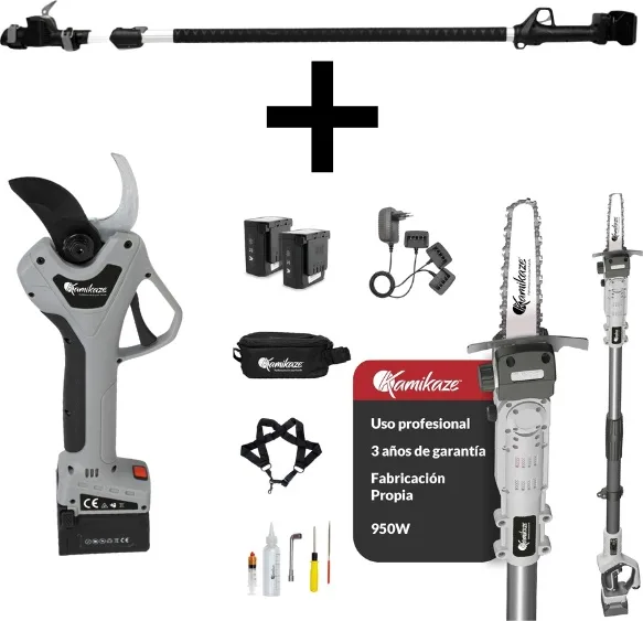 Pack poda Kamikaze KVS7000P + tijera KV420 + pértiga 155-225 cm + 4 baterías y 2 cargadores — foto principal
