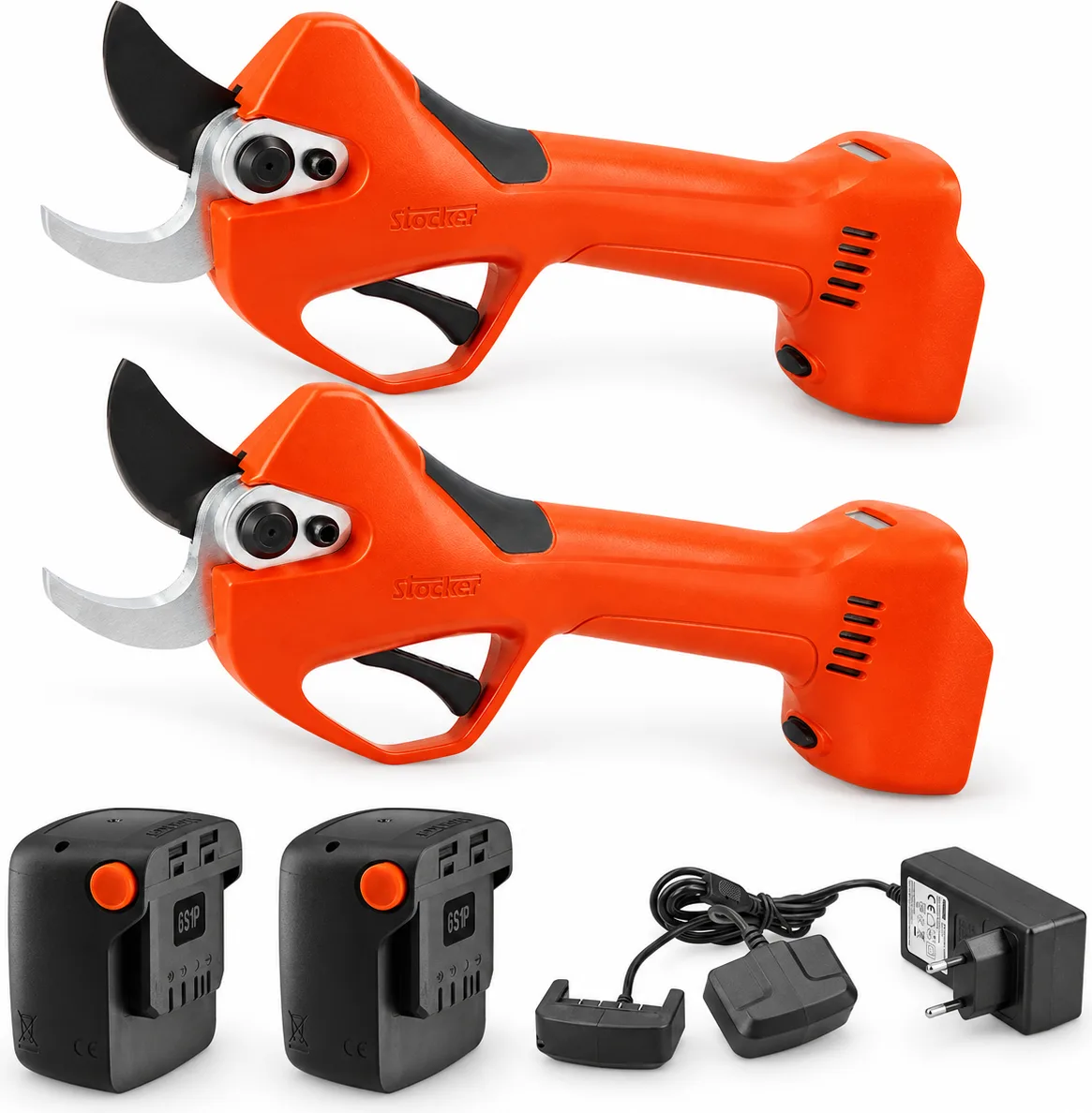 Pack poda para 2 personas Stocker Magma: 2 tijeras E-40 + 2 baterías 2,6 Ah y cargador — foto principal