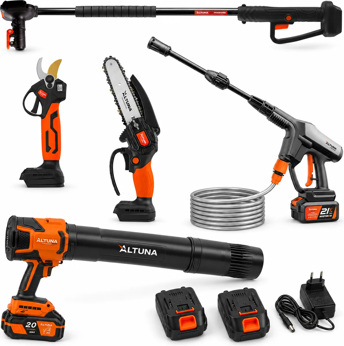 Pack jardín Altuna AFKIT: tijera + motosierra + pértiga + hidrolimpiadora AH01 + soplador AS01 — foto principal