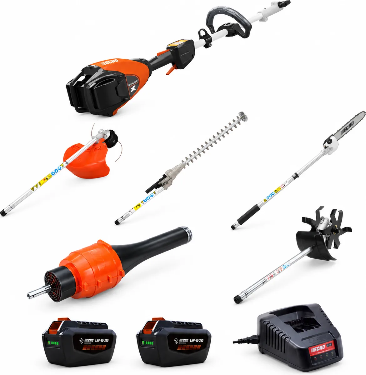 Pack multiusos ECHO DPAS-2600 PRO 56 V: 5 accesorios, 2 baterías 4,5 Ah y cargador — foto principal