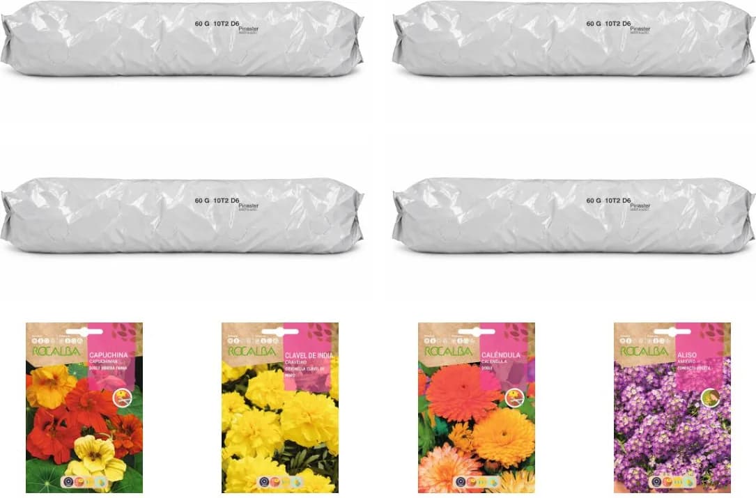 Pack flores compactas para huerto urbano: 4 sacos + 4 sobres Rocalba — foto principal