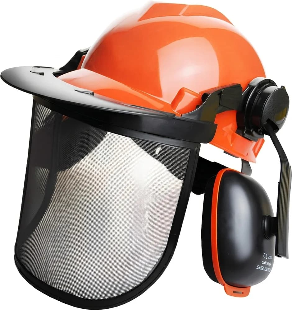 Casco Forestal con Pantalla y Auriculares Naranja/Negro — foto principal