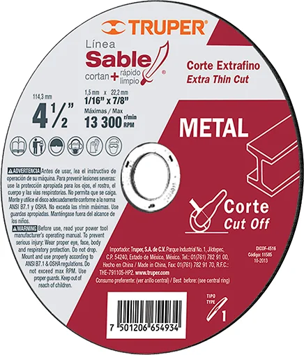 Disco Corte Extrafino Metal 115mmx1.6mm