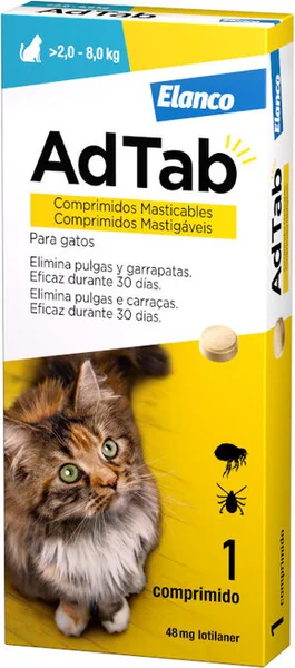 AdTab Comprimidos Masticables Antiparasitarios para Gatos 2-8 Kg