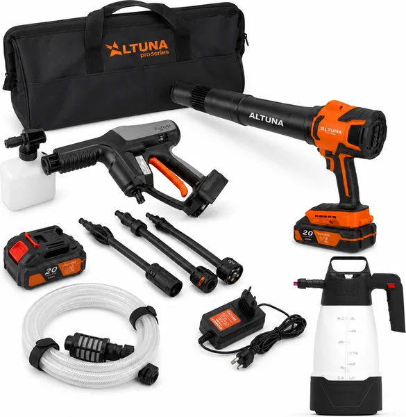 Pack limpieza Altuna AH01 + AS01 + IK e Foam Pro 2 · 2 baterías 4 Ah y 2 cargadores