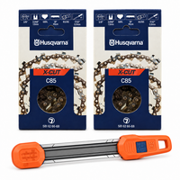Pack motosierra: 2 cadenas Husqvarna C85 3/8 1,5 mm 68 eslabones + afilador 2 en 1 Husqvarna 5,5 mm