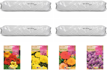 Pack flores compactas para huerto urbano: 4 sacos + 4 sobres Rocalba