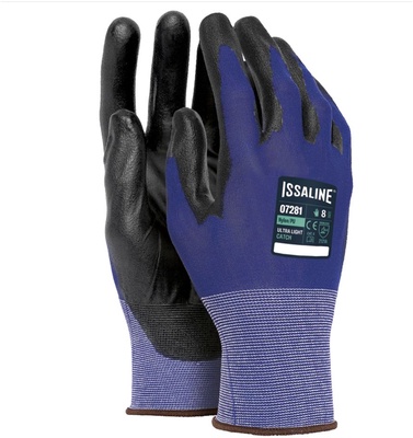 Guante Seguridad Ultraligero Poliuretano Azul Talla 10