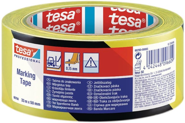 Cinta Se�alizacion Tesa Negra Amarilla 50mm 33 Metros