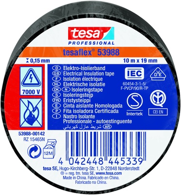 Cinta Aislante Tesa Negra 19 mm 10 Metros 