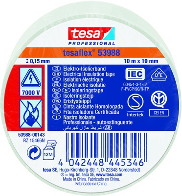 Cinta Aislante Tesa Blanca 19 mm 10 Metros Cinta Aislante Tesa Blanca 19 mm 10 Metros