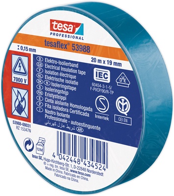 Cinta Aislante Tesa Azul 19 mm 20 Metros