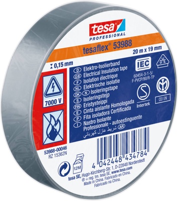 Cinta Aislante Tesa Gris 19 mm 20 Metros