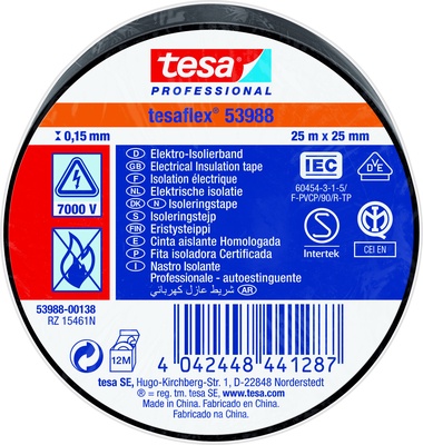 Cinta Aislante Tesa Negra 25 mm 25 Metros Cinta Aislante Tesa Negra 25 mm 25 Metros