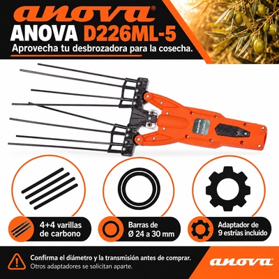 Cabezal vareador Anova D226ML-5 � 4+4 varillas de carbono � adaptador de 9 estr�as