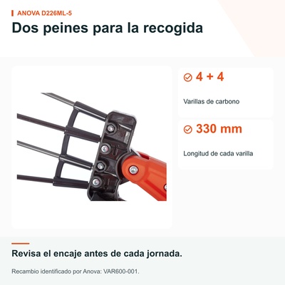 Cabezal vareador Anova D226ML-5 � 4+4 varillas de carbono � adaptador de 9 estr�as