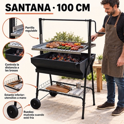 Barbacoa Santana Parrilla 100 cm con Ruedas