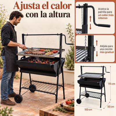 Barbacoa Santana Parrilla 100 cm con Ruedas