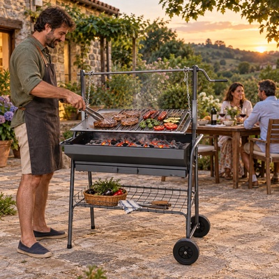 Barbacoa Santana Plancha-parrilla 100 cm con Ruedas