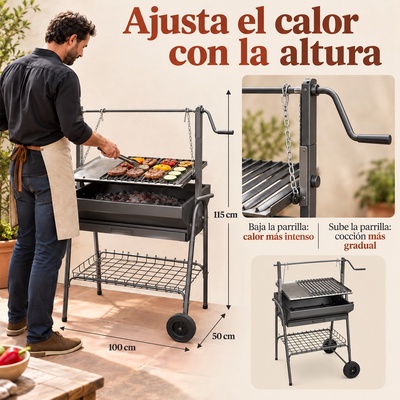 Barbacoa Santana Plancha-parrilla 100 cm con Ruedas