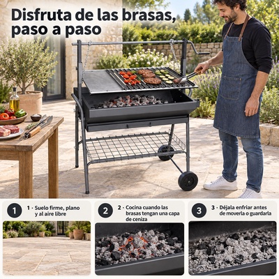Barbacoa Santana Plancha-parrilla 100 cm con Ruedas
