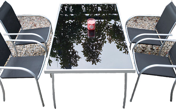 Conjunto jardin brasil mesa + 4 sillas gris