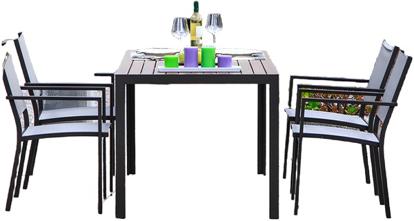 Mesa Aluminio Jardin con 4 Sillas Modelo Orlando