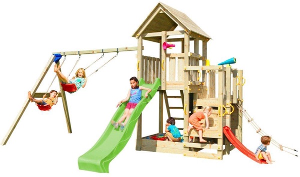 Parque juegos infantil de madera Penthouse XL con columpio doble