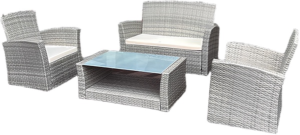 Conjunto Jardin Ibiza con Sofa, 2 Sillones, Mesa Baja